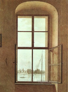 カスパー・ダヴィッド・フリードリヒ Painting - 画家のスタジオからの眺め ロマンチックなカスパー・ダーヴィッド・フリードリッヒ